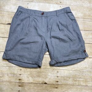 Eileen Fisher Gray Linen Cuffed Bermuda Walking Shorts